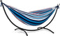 SUNCREAT Hammocks for Outside with Stand, Porch Hammock and Stand, 475 lbs Capacity, Blue & Red Stripes