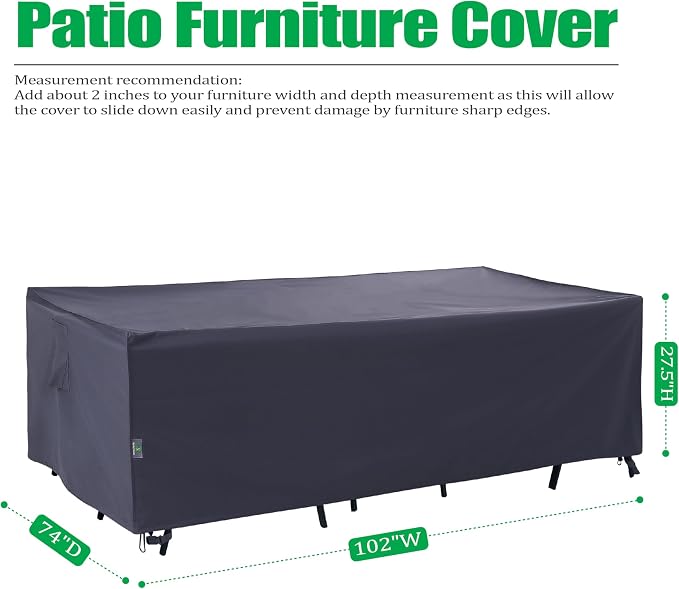 F&J Outdoors Patio Furniture Covers Waterproof Anti-UV Rip-stop Fabric Outdoor - Image 2