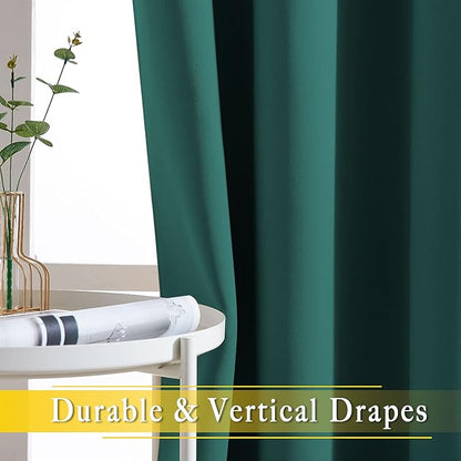 NICETOWN Bedroom Window Blackout Curtain Panel - Home Decoration Thermal Insulated Blackout Drape/Drapery for Loft, Guestroom (Hunter Green, 1 Panel, 80 x 84 inch)