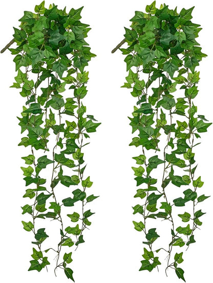 Hollyone 2pcs Artificial Hanging Plants 31" Fake Ivy Vine Faux Ivy Leaves Hanging Plant Greenery for Wall House Room Patio Indoor Outdoor Home Shelf Office Wedding Decor