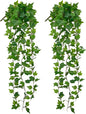 Hollyone 2pcs Artificial Hanging Plants 31" Fake Ivy Vine Faux Ivy Leaves Hanging Plant Greenery for Wall House Room Patio Indoor Outdoor Home Shelf Office Wedding Decor