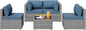 SUNLEI 5pcs Patio Furniture Sets Conversation Set, Low Back All-Weather Rattan Sectional Sofa with Tea Table&Washable Couch Cushions, Outdoor Furniture Set (Silver Rattan)