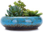 VanEnjoy 7.3 inch Round Large Shallow Succulent Ceramic Glazed Planter Pots with Drainage Hole, Bonsai Pots Garden Decorative Cactus Stand Flower Container (Blue)