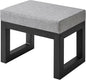 IBUYKE 16 Inch Small Foot Stool Ottoman, Rectangle Linen Foot Rest with Padded Seat and Metal Legs, Modern Ottoman Foot Rest for Living Room Bedroom Entryway Couch, Grey-Blue WBD001L