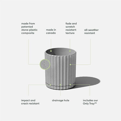 Veradek Demi Series Demi 6" Planter w/Tray, Grey