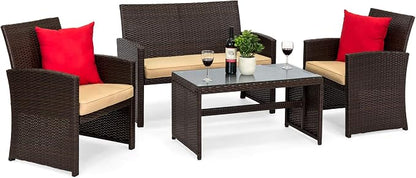 Best Choice Products 4-Piece Outdoor Wicker Patio Conversation Furniture Set by BestChoiceProducts