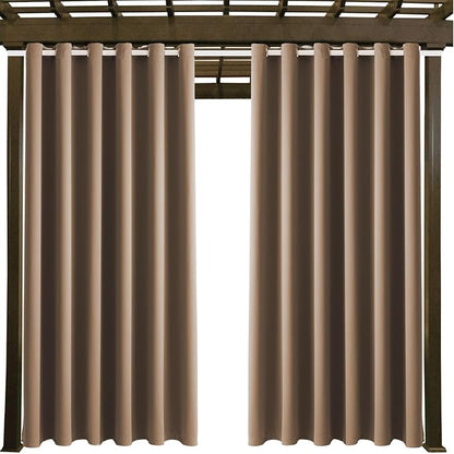 Waterproof Outdoor Curtain W84 x L120 - Grommet Top Sunlight Blocking Window Treatment Drapes Blackout Curtains for Home Bedroom Living Room Patio Pergola Cabana Gazebo (Camel Brown, 2 Panels)