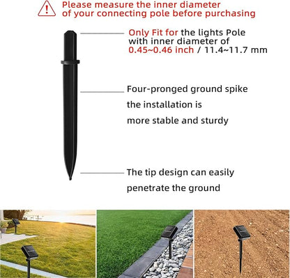10 Pack Solar Light Stakes Replacement (Fit for Lights Pole Inner Diameter 0.45 inch), ABS Reinforced Ground Spikes, Solar Panel Spikes for Outdoor Pathway Christmas Lights Yard Garden Deco