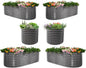 A ANLEOLIFE Set of 6, 30 Inch Extra Tall Galvanized Raised Garden Beds Kit, Large Oval & Round Metal Planters – Ideal for Backyard Vegetables Flowers Herbs, Quartz Grey