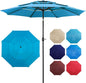 Yaheetech 3-Tier Patio Parasol 10ft Vented Outdoor Canopy Sun Shade Large Market Table Umbrella Double-layer Cloth & Push-button Tilting for Yard/Garden/Park Sky Blue