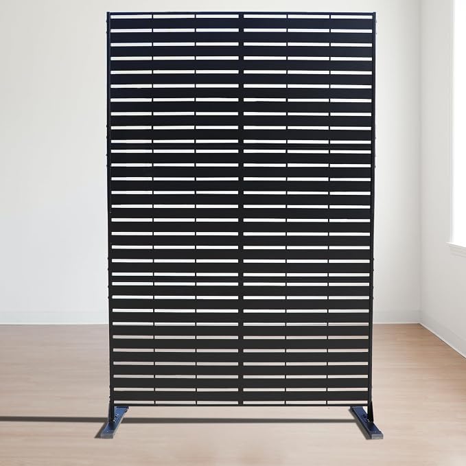 Decorative Fence Privacy Screen, Black Metal, 47.2 x 74 in