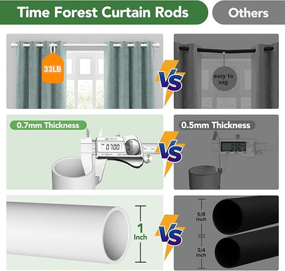 Curtain Rods for Windows 72 to 144, 1 Inch Adjustable White Extra Long Heavy Duty Curtain Rod for Patio Bedroom, Modern Style Indoor Outdoor Window Drapery Rods with End Caps, Size 32" - 150"