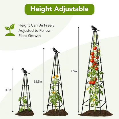 2 Pack Garden Trellis for Climbing Plants Outdoors, 70inch Tower Obelisk Trellis for Potted Climbing Plants, Plant Support for Potted Flowers, Roses, Tomatoes, Cucumbers & Vegetables