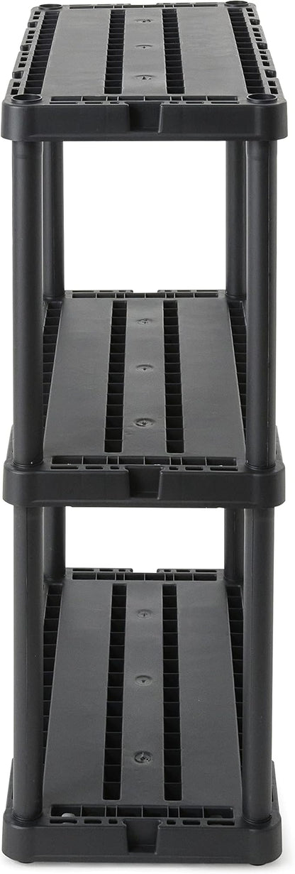 Gracious Living 3 Pack Light Duty Storage Shelves, Knect-A-Shelf 3-Shelf Ventilated Shelving Rack Organizer for Home, Garage, Basement, Laundry, Black