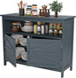 HIPS All-Weather Outdoor Storage Cabinet,Outdoor Sideboard with Magnetic Doors,3-Shelves Patio Storage Cabinet, Used for Garden,Buffet Cabinet,TV Stand, Bar Table,Balcony