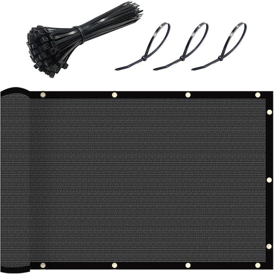 UPGRADE Fence Privacy Screen 5' x 50' Fence Commercial Shade Cover with Brass Grommets Heavy Duty Perfect for Outdoor Back Yard-Dark Grey, Customizable