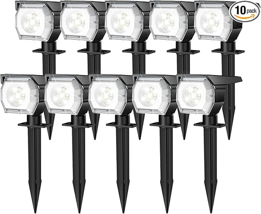 EIUIO Solar Outdoor Lights, 3 Lighting Modes Solar Spot Lights Outdoor with Auto On/Off, Waterproof Landscape Lighting for Garden Yard Pathway