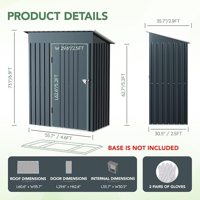 Storage Shed 5x3 FT Vertical Steel with Lockable Doors, NightBlue