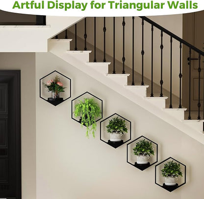 Wall Planters for Indoor Plants 5 Pack, Plant Frames Wall Decor Living Room Plant Stand Hanging Wall Plants Holder to Hold Large Pots Wall Plant Hanger Window Plant Shelves for Outdoor Entryway