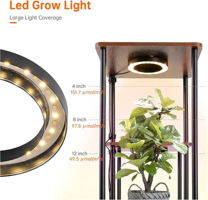 Bstrip Plant Stand Indoor with Grow Light, 33" High Indoor Plant Shelf, 7 Tier Flower Stand with Plant Light Full Spectrum, Metal Plant Holder with Light, laddered Plant Rack for Home, Corner