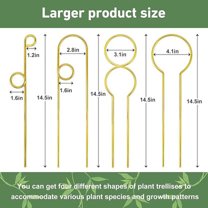 14.17in Plant Trellis Indoor, 4.2mm Dia Gold Small Trellis for Potted Plants, Metal Trellis for Climbing Plants Indoor Support for houseplant Hoya Photos Succulents Hostas, Plant Decor