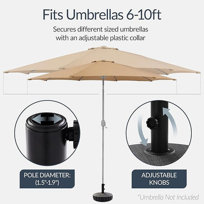 Best Choice Products Fillable Umbrella Base Stand Fluted Design Plastic Patio Umbrella Base Stand, Pole Holder for Outdoor, Lawn w/ 55lbs Weight Capacity, Adjustment Knob