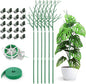 6 Pack Plant Support Stakes for Indoor Plants, 39.37 Inch Tall Twig Plant Sticks with Orchid Clips Twist Ties and Plant Ties for House Potted Monstera Plants Support, Green