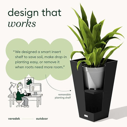 Veradek V-Resin Indoor/Outdoor Taper Planter, Set of 2 (30 inch, Black)