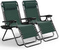 Nestl Zero Gravity Chairs Set of 2, Patio Lounge Chair Outdoor with Pillows & Cup Holder Trays, Adjustable Steel Mesh Reclining Camping Chair, Folding Patio Lawn Chair for Deck, Beach - Forest Green