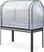 KING BIRD Large Raised Garden Bed with Cover Galvanized Elevated Planter Box with Legs 48×24×56 in for Backyard, Patio, Balcony, 400lb Capacity, Dark Grey