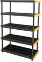CX Black & Yellow, 5-Tier Heavy Duty Plastic Storage Shelves that Support up to 200lbs/shelf, Organization and Storage, Weather-Resistant Design, Easy Assembly (72”H x 48”W x 20”D)
