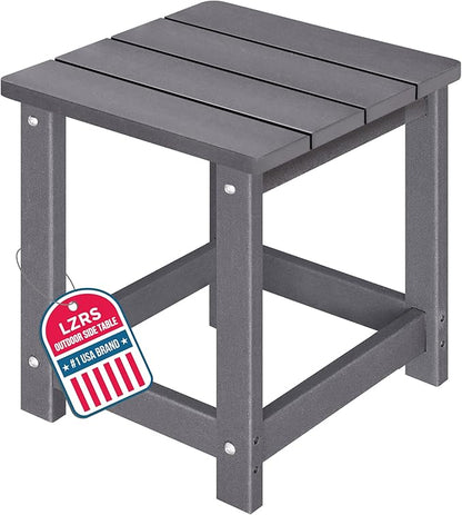 LZRS Adirondack Square Outdoor Side Table for Patio, Pool Composite Patio Table,HDPE End Tables for Backyard,Pool, Indoor Companion, Easy Maintenance & Weather Resistant(Grey)