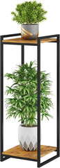 2-Tier Plant Stand Indoor, 34" Tall Modern Plant Shelf Corner Flower Pot Holder Organizer for Living Room Balcony Garden, Rustic Brown
