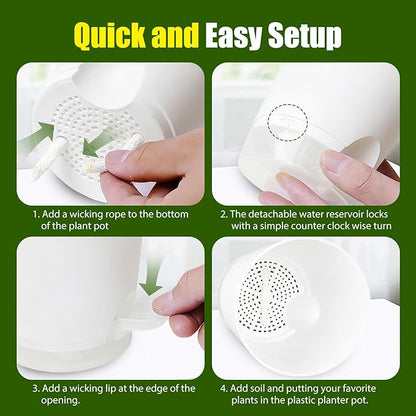 Plant Pots 4/5/5.5/6/6.5/7/8 Inch Self Watering Pots, 7 Pack Plastic Planters with Drainage Holes and Clear Saucers,Plastic Flower Pots,Nursery Planting Pot for Indoor Out Door Plants(White)