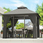 Aoxun Outdoor Gazebo for Patio 10x10, Metal Frame Canopy with Double Roofs, Heavy Duty Party Tent and Shelter with Mosquito Netting and Privacy Screen for Backyard, Lawn, Garden, Deck