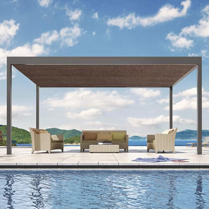 Eden's Decor Straight Flat-Edged Sun Shade Sail Rectangular 12' x 15' Brown UV-Blocking Outdoor Canopy Fabric Cloth Awning for Pergola Patio Garden Backyard Custom Size