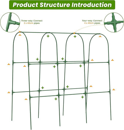 Cucumber Trellis, 47" X 50" Arch Garden Trellis for Climbing Plants Outdoor, Foldable Trellis Cucumber for Raised Bed Vegetable/Tomato/Flowers/Pea