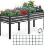 KING BIRD Raised Garden Bed with Irrigation System and Legs Galvanized Elevated Planter Box for Backyard, Patio, Balcony, 600lb Capacity, Dark Grey, 70.9x22.8x31.5 in