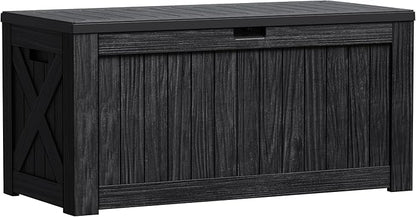 Deck Box, 120 Gallon Resin Outdoor Storage Container with Lid in Black