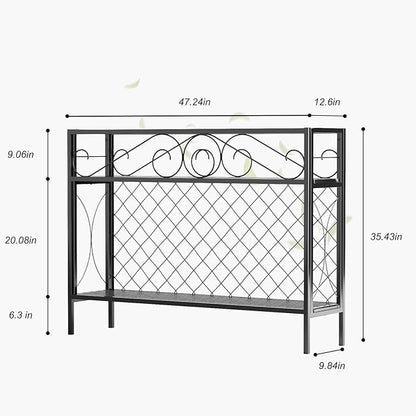 Zhongma 2 Tier Metal Sturdy Narrow Plant Stand, 47.24L x 12.6 W x 35.43 H inch, Indoor and Outdoor Heavy Duty Metal Plant shelf for Small Spaces 440 LBS Capacity