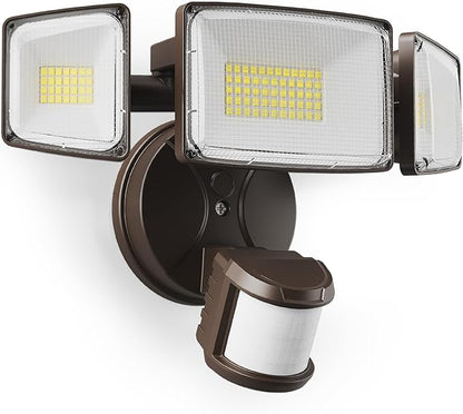Onforu 100W LED Motion Sensor Outdoor Lights, Dusk to Dawn Flood Light Outdoor Motion Sensor, Hardwired Security Lights Floodlights Outside 11000LM 6500K Daylight IP65 Waterproof (Brown)