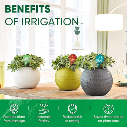 Plant Watering Globes Set of 6 - Small Glass Self Watering Bulbs Up to 5 Days of Irrigation - for Indoor & Outdoor Plants - Multicolor, Automatic, Glass Watering Bulbs for Daily Use, Watering Devices