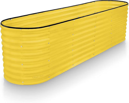 Plant & Plot Galvanized Raised Garden Beds Outdoor // 8×2×2 ft Planter Raised Beds for Gardening, Vegetables, Flowers // Large Metal Garden Box (Yellow) // Patented Tool-Free Design