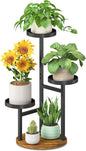 iDavosic.ly 3 Tier Plant Stand Indoor, Tiered Corner Metal Wood Multiple Flower Holder Shelf, Tall Orchid Display Rack for Patio Porch Living Room Balcony Outdoor, Brown
