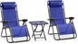 SereneLife Outdoor Zero Gravity Lounge Chair Set with Table – 2 Adjustable Recliners with Cup Holders, Headrest, Steel Frame & Foldable Design for Patio, Pool, Garden, or Camping