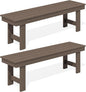 SERWALL 2-Person Outdoor Bench Backless, HDPE Outdoor Benches Weatherproof, 700 Lbs Weight Capacity, Poly Lumber Patio Furniture for Garden, Porch and Park, Coffee, 2 Pack