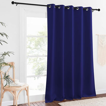 NICETOWN Patio Blackout Curtain Panels - Extra Wide Sliding Door Thermal Insulated Drape, Privacy Room Divider Curtain for Bedroom Office (Navy Blue, 66 x 118 Inch Long)