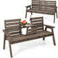 Tangkula Outdoor Fir Wood Bench with Foldable Middle Table, 2-3 Person Garden Bench with Backrest and Armrests, 710 lbs Weight Capacity, Slatted Seat Bench for Porch, Patio, Backyard
