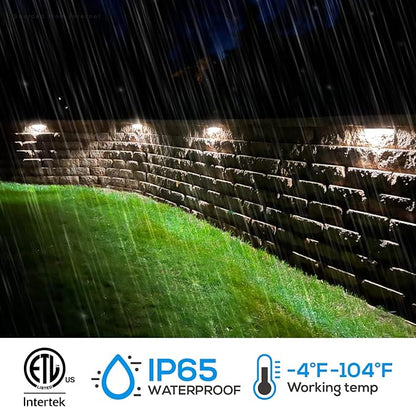 LEONLITE 8-Pack Premium Series 5CCT 12 Inch Hardscape Lighting Low Voltage LED Swivel, 2200K/2700K/3000K/4000K/5000K Selectable, Retaining Wall Light, 12V Paver Light, 7W Outdoor Step Light, ETL