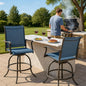 Kozyard Isabella Outdoor Swivel Bar Stools, Counter Height Patio Swivel Chairs with Textilene Seat, High Outdoor Bar Chairs for Backyard, Bistro, and Patio Bars NavyBlue